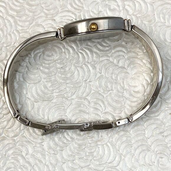 Anne Klein Two-Tone Tonneau Case Bracelet Watch Textured Dial Roman Numerals - Picture 12 of 13